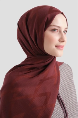 Armine Lyocell Naia Zikzak Desen Şal 1 Bordo 32