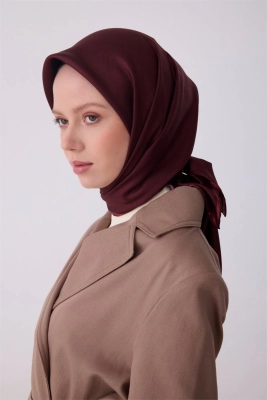 Belli Bordo Klasik Desen %100 Twill İpek Eşarp 4305D 03