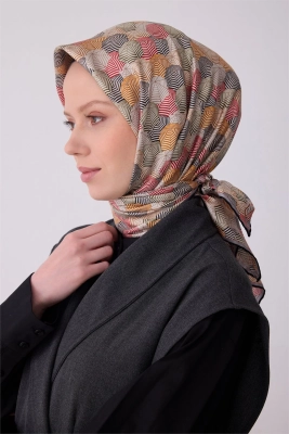 Belli Siyah Obje Desen %100 Twill İpek Eşarp 4313D 06