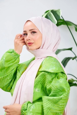 İpekhan Dama Desen İpeksi Jakar Şal Pudra