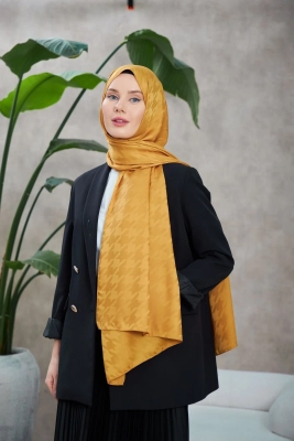 İpekhan Kazayağı Desen İpeksi Jakar Şal Altuni