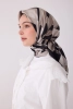 Belli Bej Çok Renkli Obje Desen %100 Twill İpek Eşarp 4300D 85