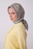 Belli Gri Çok Renkli Etnik Desen %100 Twill İpek Eşarp 4314D 80