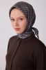 Belli Gri Geometrik Desen %100 Twill İpek Eşarp 4325D 82