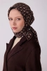 Belli Kahverengi Etnik Desen %100 Twill İpek Eşarp 4308D 86