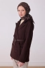 Belli Kahverengi Etnik Desen %100 Twill İpek Eşarp 4308D 86