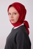 Belli Kırmızı Geometrik Desen %100 Twill İpek Eşarp 4325D 03