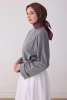 Belli Koyu Gri Klasik Desen %100 Twill İpek Eşarp 4328D 05