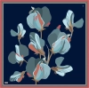 Belli Lacivert Çiçek Desen %100 Twill İpek Eşarp 4303D 51