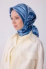 Belli Lacivert Çok Renkli Geometrik Desen %100 Twill İpek Eşarp 4311D 05