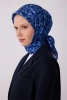Belli Lacivert Çok Renkli Obje Desen %100 Twill İpek Eşarp 4322D 56