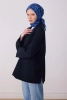 Belli Lacivert Çok Renkli Obje Desen %100 Twill İpek Eşarp 4322D 56