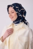 Belli Lacivert Geometrik Desen %100 Twill İpek Eşarp 4309D 34