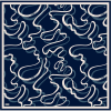 Belli Lacivert Geometrik Desen %100 Twill İpek Eşarp 4309D 34