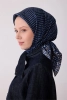 Belli Lacivert Klasik Desen %100 Twill İpek Eşarp 4326D 86
