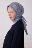 Belli Lacivert Monogram Desen %100 Twill İpek Eşarp 4321D 56