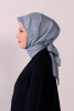 Belli Lacivert Monogram Desen %100 Twill İpek Eşarp 4321D 56