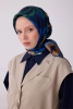 Belli Lacivert Soyut Desen %100 Twill İpek Eşarp 4301D 84