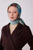 Belli Mavi Çiçek Desen %100 Twill İpek Eşarp 4303D 84