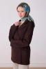 Belli Mavi Çiçek Desen %100 Twill İpek Eşarp 4303D 84