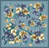 Belli Mavi Çok Renkli Çiçek Desen %100 Twill İpek Eşarp 4330 82