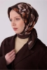 Belli Acı Kahve Çok Renkli Çiçek Desen %100 Twill İpek Eşarp 4330D 51