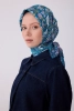 Belli Mavi Çok Renkli Etnik Desen %100 Twill İpek Eşarp 4314D 52