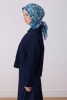 Belli Mavi Çok Renkli Etnik Desen %100 Twill İpek Eşarp 4314D 52