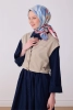 Belli Mavi Çok Renkli Obje Desen %100 Twill İpek Eşarp 4300D 35