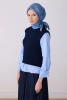 Belli Mavi Klasik Desen %100 Twill İpek Eşarp 4305D 81