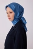 Belli Mavi Klasik Desen %100 Twill İpek Eşarp 4317D 50