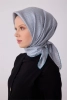 Belli Mavi Monogram Desen %100 Twill İpek Eşarp 4321D 81