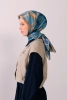 Belli Mavi Soyut Desen %100 Twill İpek Eşarp 4301D 81