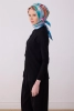 Belli Mavi Soyut Desen %100 Twill İpek Eşarp 4318D 34