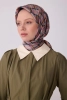 Belli Petrol Yeşili Çok Renkli Geometrik Desen %100 Twill İpek Eşarp 4302D 82