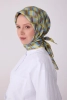 Belli Yeşil Geometrik Desen %100 Twill İpek Eşarp 4302D 52