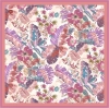 Belli Mor Çok Renkli Çiçek Desen %100 Twill İpek Eşarp 4323D 82