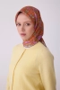 Belli Oranj Çok Renkli Etnik Desen %100 Twill İpek Eşarp 4314D 31