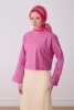 Belli Pembe Çok Renkli Geometrik Desen %100 Twill İpek Eşarp 4311D 81