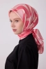 Belli Pembe Geometrik Desen %100 Twill İpek Eşarp 4327D 56