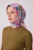 Belli Pembe Soyut Desen %100 Twill İpek Eşarp 4310D 02