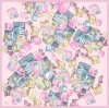 Belli Pembe Soyut Desen %100 Twill İpek Eşarp 4310D 02