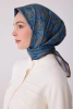 Belli Saks Klasik Desen %100 Twill İpek Eşarp 4328D 04