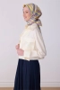 Belli Sarı Lila Çok Renkli Geometrik Desen %100 Twill İpek Eşarp 4311D 03