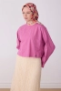 Belli Pembe Çok Renkli Çiçek Desen %100 Twill İpek Eşarp 4312D 35