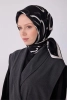 Belli Siyah Geometrik Desen %100 Twill İpek Eşarp 4309D 01
