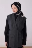 Belli Siyah Geometrik Desen %100 Twill İpek Eşarp 4309D 01