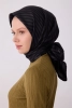 Belli Siyah Geometrik Desen %100 Twill İpek Eşarp 4325D 84