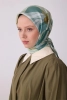 Belli Yeşil Mint Çiçek Desen %100 Twill İpek Eşarp 4303D 03