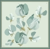 Belli Yeşil Mint Çiçek Desen %100 Twill İpek Eşarp 4303D 03
